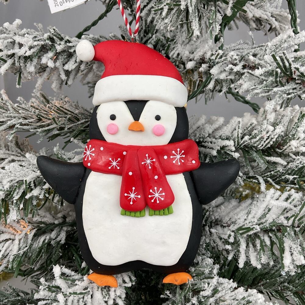 Christmas Ornament-Festive Penguin With Red Scarf And Hat- Burton+burton